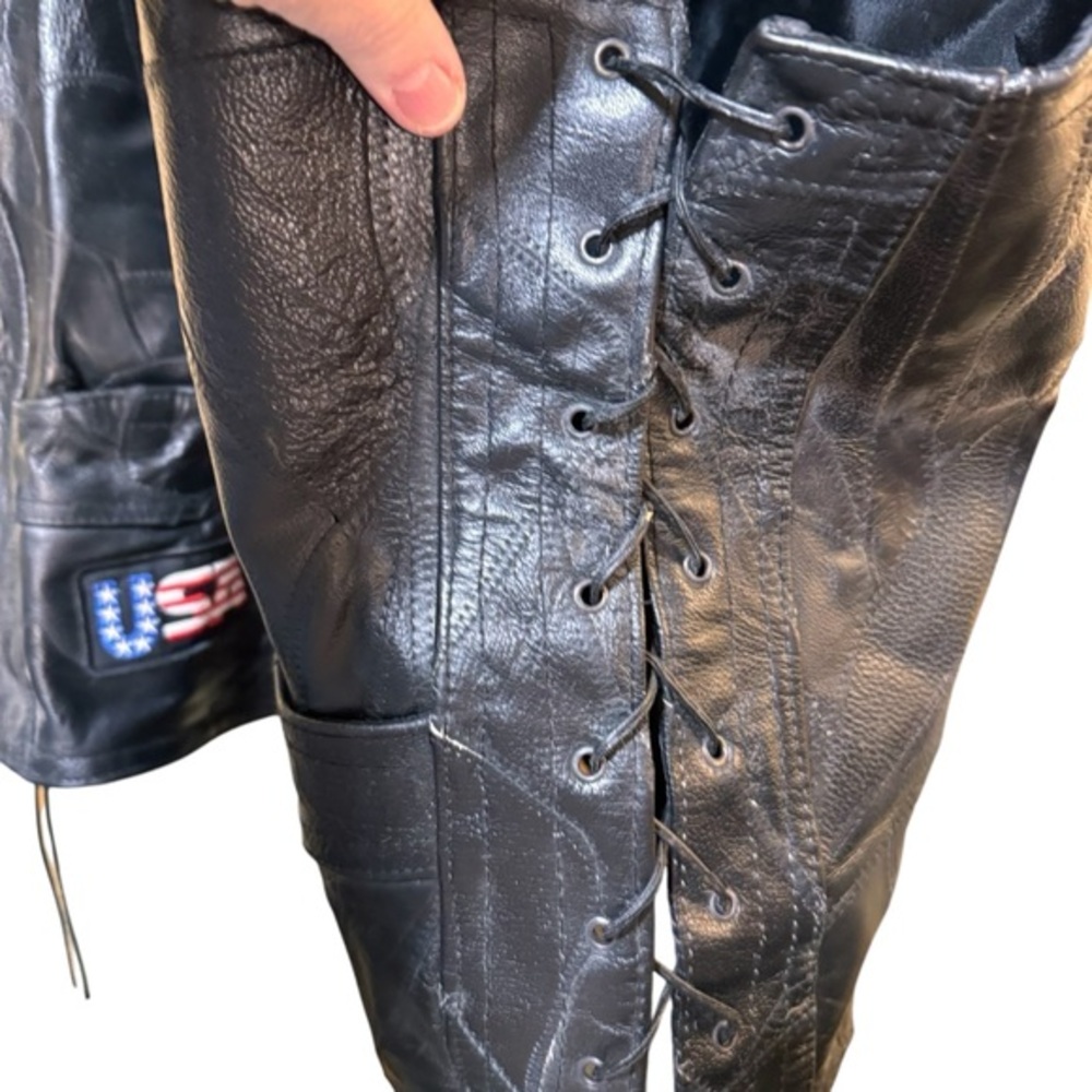 Diamond Plate Buffalo Leather EUC Motorcycle Vest Men's Hand-Sewn Pebble Grain3X - Picture 5 of 13